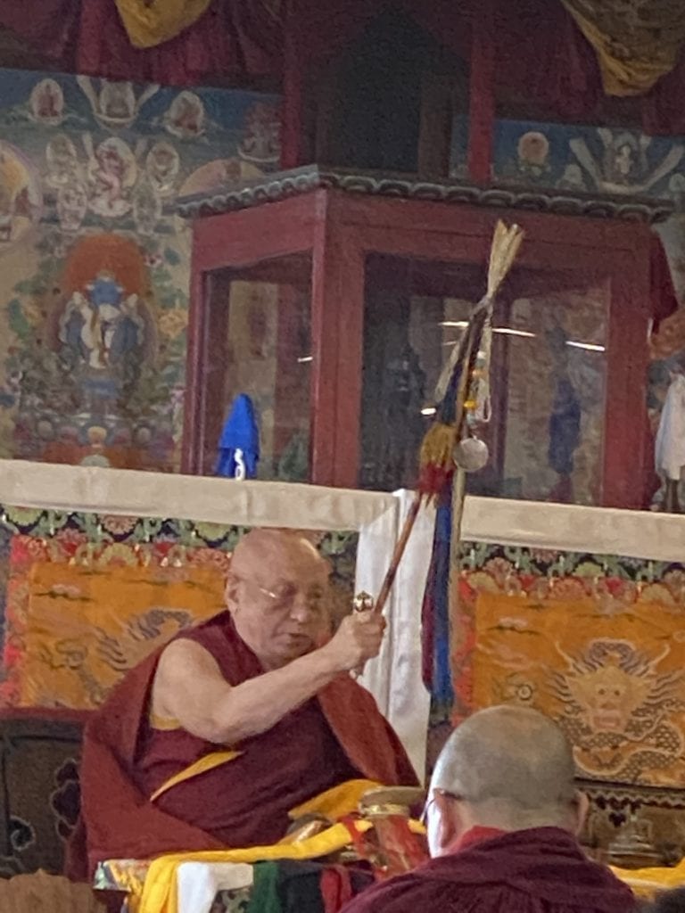 Chokyi Nyima Rinpoche persiding over the Sang Puja
